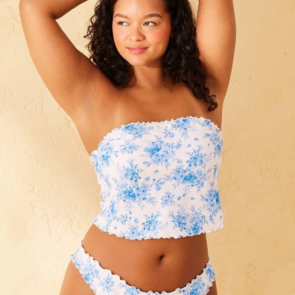 Wild Fable Blue Floral Bikini Top